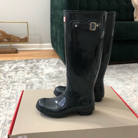 Hunter Shoes - Hunter Original Tall Gloss Grey Rain boot 8
